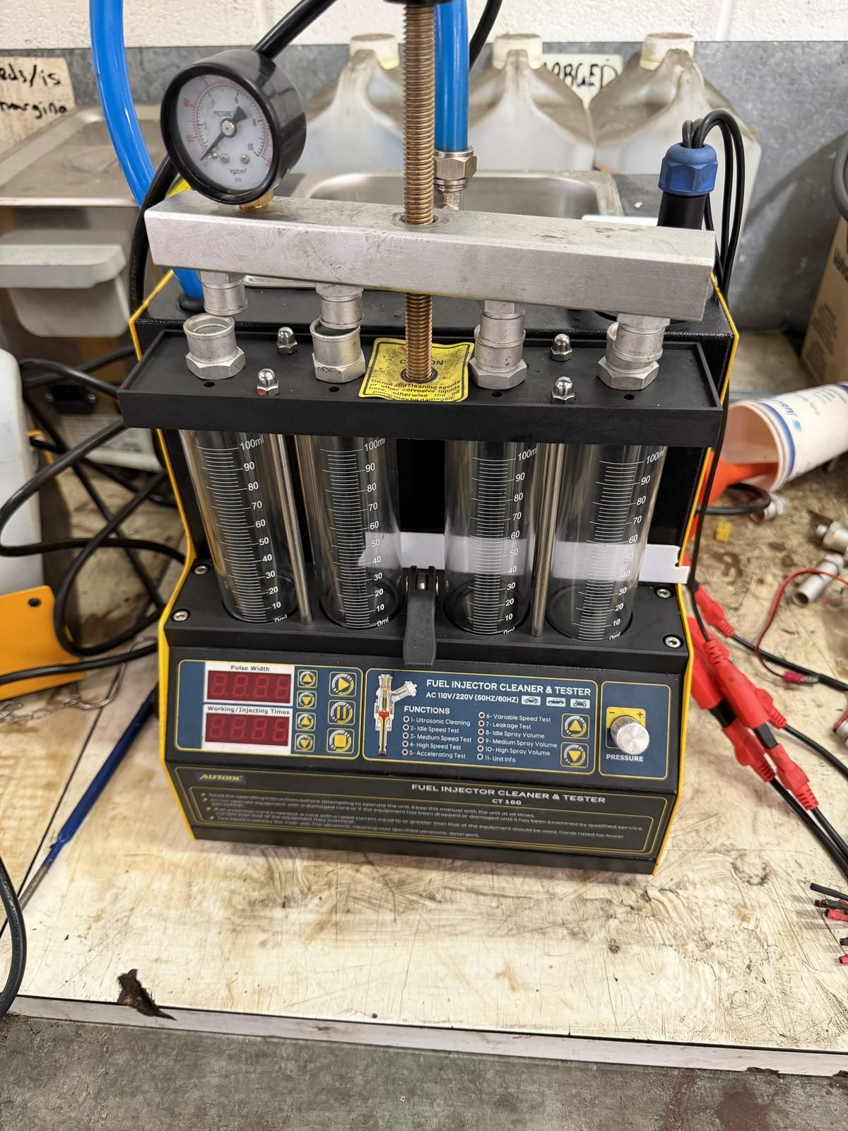 Fuel injector cleaning and testing equipment